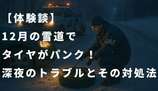 【体験談】12月の雪道でタイヤがパンク！深夜のトラブルとその対処法
